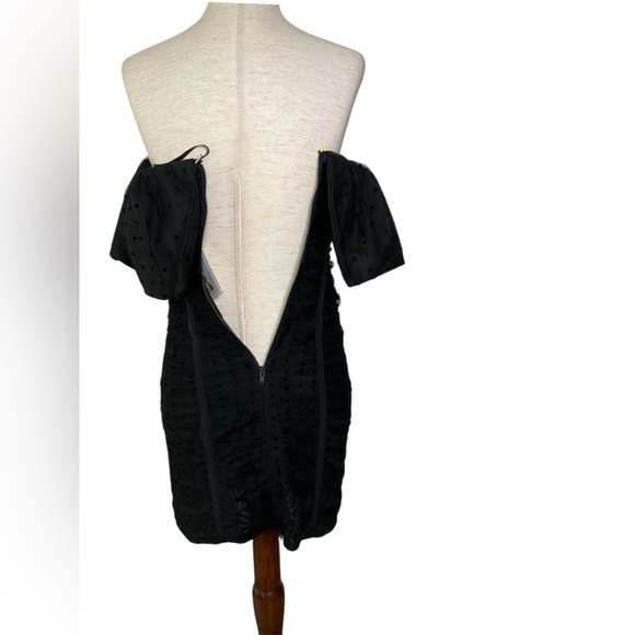 NWT Self-Portrait Black Dot Mesh Frill Mini Dress Size 2 - Picture 6 of 13